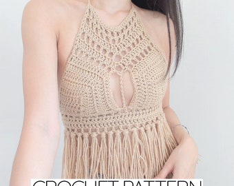 Crochet Pattern | Festival Halter Top with Fringe Pattern | PDF Download |