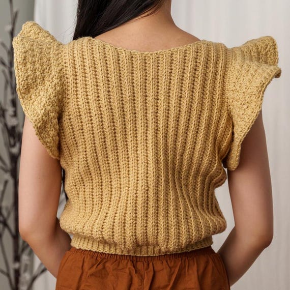 トップス Crochet frill knit tops 新品 andmary Crochet frill knit tops pink