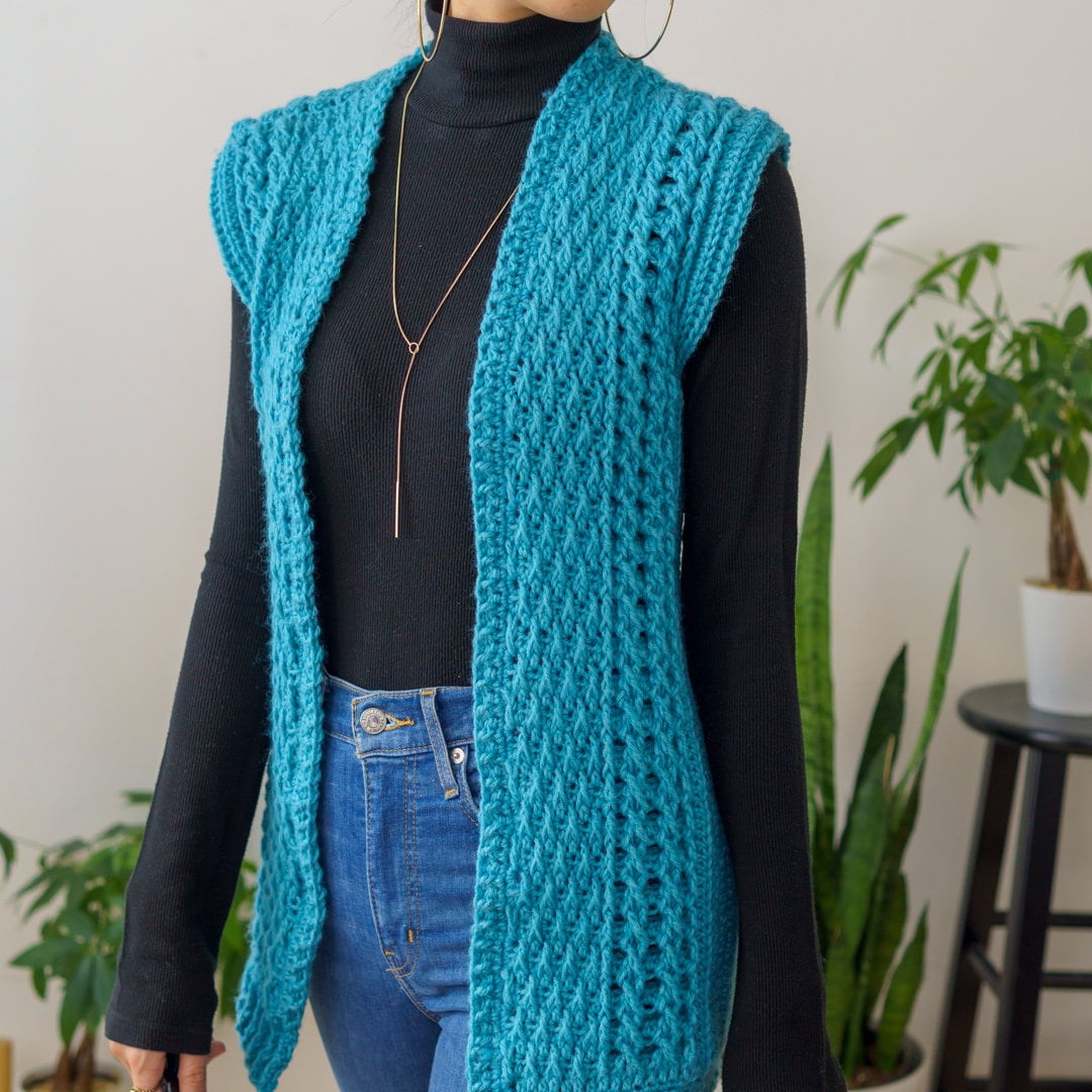 34 Sweater Vest Crochet Patterns for Easy Layering and Handmade Wardrobes 13 Crochet Pattern Cable Stitch Sleeveless Cardigan Sweater