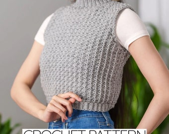 Crochet Pattern | Crochet Mock Neck Sweater Vest Pattern | PDF Download