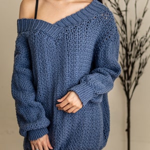 Crochet Pattern Oversized Off the Shoulder Sweater Pattern PDF Download image 9