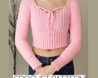 Crochet Pattern | Easy Crochet Long Sleeve V Neck Pattern | PDF Download