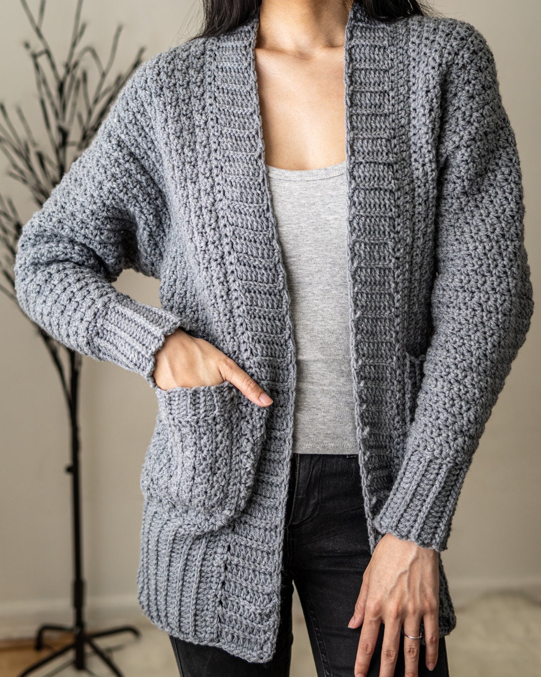 Crochet Pattern Batwing Cardigan With Pockets PDF Download - Etsy