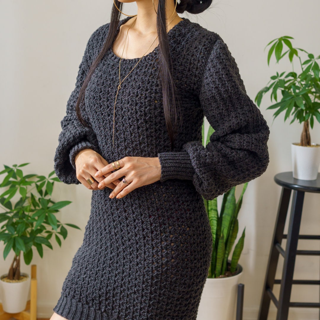 Crochet Pattern | Sweater Dress W. Trinity Stitch Detail | PDF Download -  Etsy