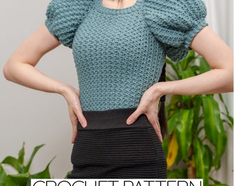Patrón de crochet / Top de manga corta abullonada / Descargar PDF