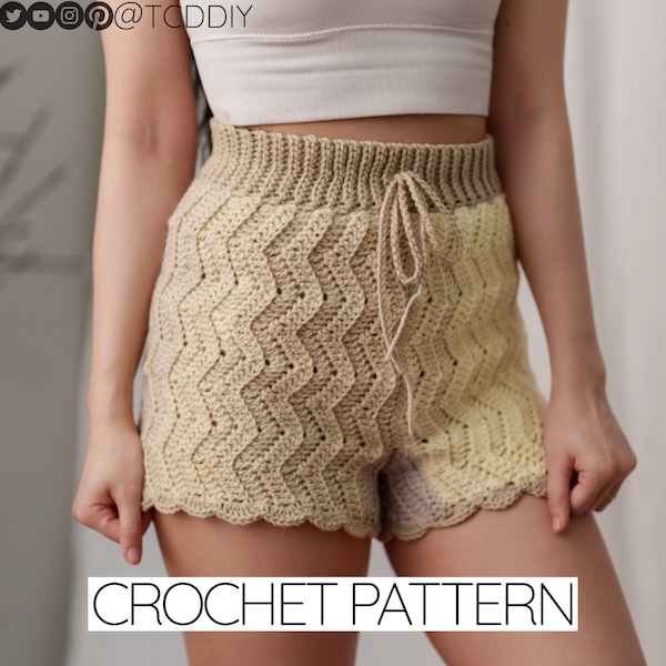 Crochet Pattern | Crochet Chevron Shorts Pattern | Crochet High Waisted Shorts Pattern | Crochet Scalloped Shorts Pattern | PDF Download