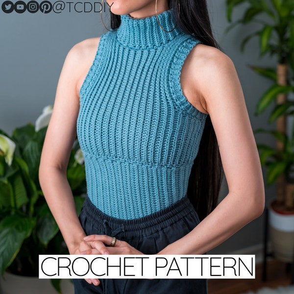 Crochet Pattern | Sleeveless Turtleneck | PDF Download