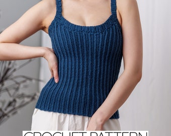 Crochet Pattern | Easy Tank Top W. Scoop Neck & Ribbing | PDF Download