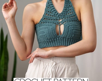 Crochet Pattern | Cropped Festival Halter Top | Backless Bralette | PDF Download