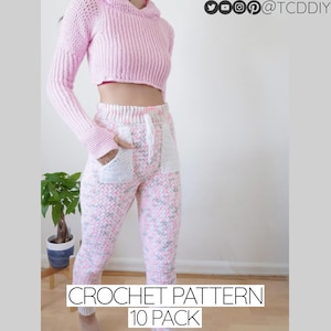 Häkelanleitungen-Bundle | Shorts mit Zopfmuster | Glockenärmel Top | Sweat mit Taschen | Hoodie | Shrug | BH | Bomberjacke | PDF-Download