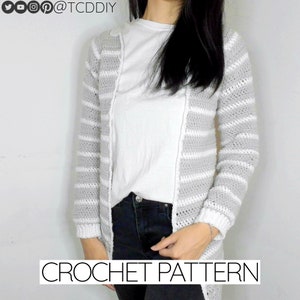 Crochet Pattern | Top-Down Raglan Herringbone Stitch Cardigan Sweater Jacket | PDF Download