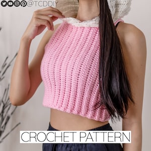 Häkelanleitung | Abgeschnittener Hoodie | Ärmellose Pullover Weste Open Saum Crop Top W. Hood | PDF-Download