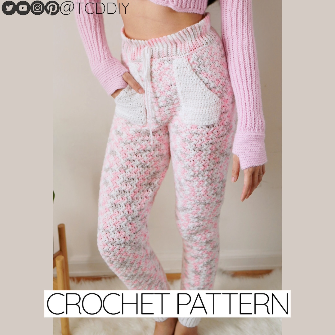 Crochet Pattern | High Waisted Sweats W. Pockets & Drawstring | Pajamas ...