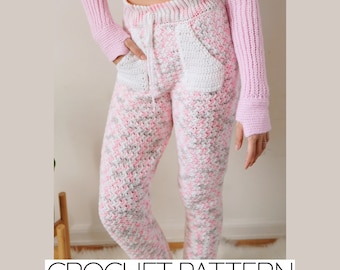 Crochet Pattern | High Waisted Sweats W. Pockets & Drawstring | Pajamas | Suzette Stitch | PDF Download