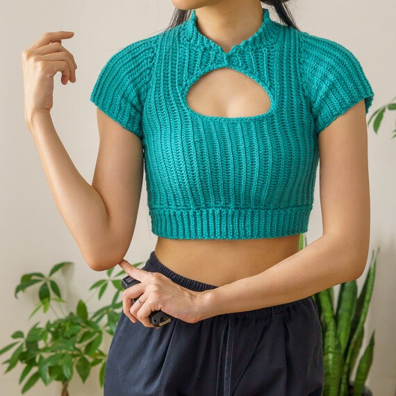 Crochet Pattern Short Sleeve Crop Top With Cutout PDF - Etsy