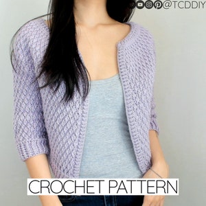 Crochet Pattern | Alpine Stitch Cardigan Sweater | 3/4 Sleeve Jacket | PDF Download