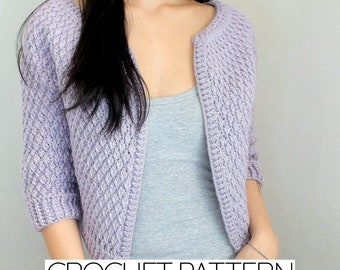Crochet Pattern | Alpine Stitch Cardigan Sweater | 3/4 Sleeve Jacket | PDF Download