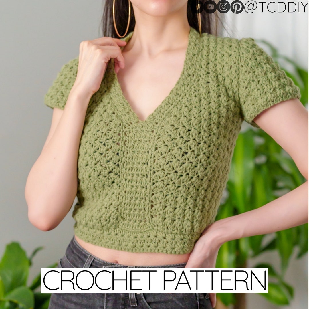 Crochet Pattern | Sedge Stitch Cropped Short Sleeve T-shirt Crochet Pattern | Sedge Stitch Cropped Short Sleeve T-shirt