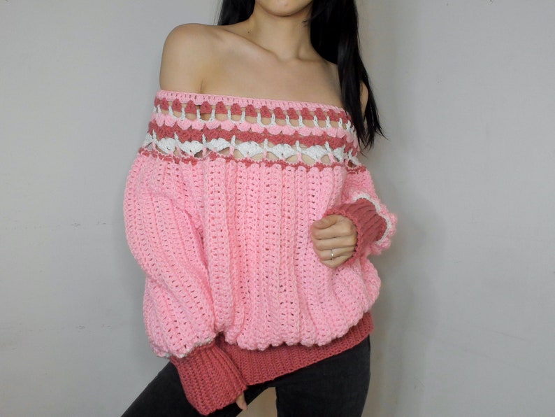 Vintage inspired crochet sweater handmade
