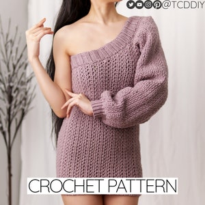 Crochet Pattern | Single Balloon Sleeve Sweater Dress | PDF Download