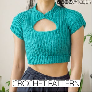 Crochet Pattern | Short Sleeve Crop Top with Cutout | PDF Download