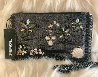Handbags Crossbody Shoulder Clutch Embellished Bedazzled Holiday Sparkle Crystal Rhinestone Unique One-of-a-kind Jewels