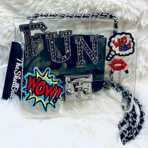 Handbags Crossbody Shoulder Clutch Embellished Bedazzled Metallic Sparkle Rhinestone Crystal Pearl Bling Unique One-of-a-Kind Elegant Jewels