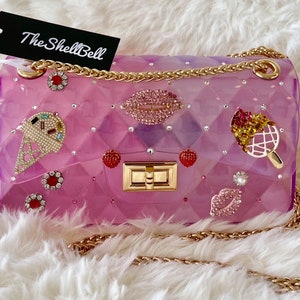 Handbags Crossbody Shoulder Clutch Embellished Bedazzled Metallic Sparkle Rhinestone Crystal Pearl Bling Unique One-of-a-Kind Elegant Jewels