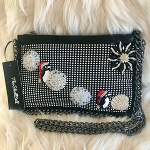 Handbags Crossbody Shoulder Clutch Embellished Bedazzled Holiday Sparkle Crystal Rhinestone Unique One-of-a-kind Jewels