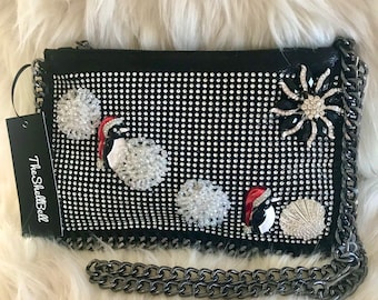 Handbags Crossbody Shoulder Clutch Embellished Bedazzled Holiday Sparkle Crystal Rhinestone Unique One-of-a-kind Jewels
