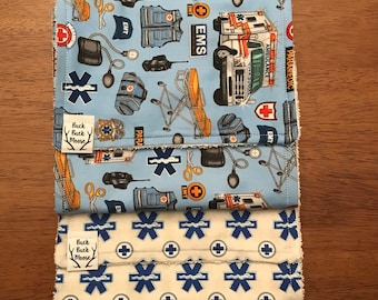 Paramedic EMT Burp Cloths, First Responder, Ambulance, Nurse, Medic, 911, Star of Life, Baby Shower, Newborn, Baby Boy, Baby Girl
