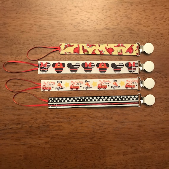 Firefighter Pacifier Clips, Fireman, Fire fighter, fire truck, Fire responder, Hometown Hero, Newborn, Baby Boy, Baby Girl, Baby Shower