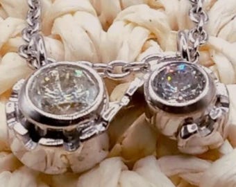 Handmade 14K White Gold Diamond Pendant Necklace