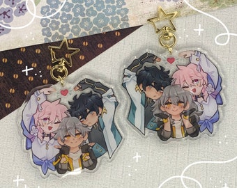 Honkai Star Rail Trailblazer Trio Double-sided Keychain