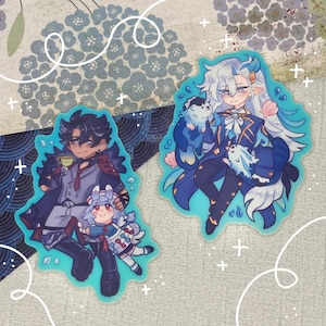 Neuvillette and Wriothesley Companion Holographic Glow-in-the-Dark Stickers