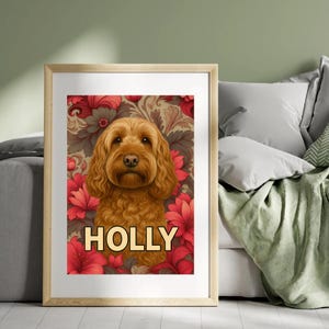 Personalised Dog Wall Art – Custom Portrait Digital Download in Beautiful Floral Style. Perfect gift for dog lovers. Dog parent present