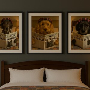 Funny Custom Dog Portrait: The Daily Woof Newspaper Art (Digital Download A5-A3 JPEG)