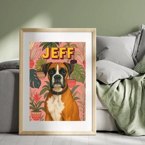 Personalised Dog Wall Art – Custom Portrait Digital Download in Quirky Houseplant Style. Perfect gift for dog lovers. Dog parent present