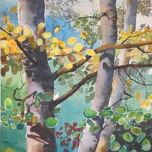 Hint of Fall: 1 acquerello originale professionale