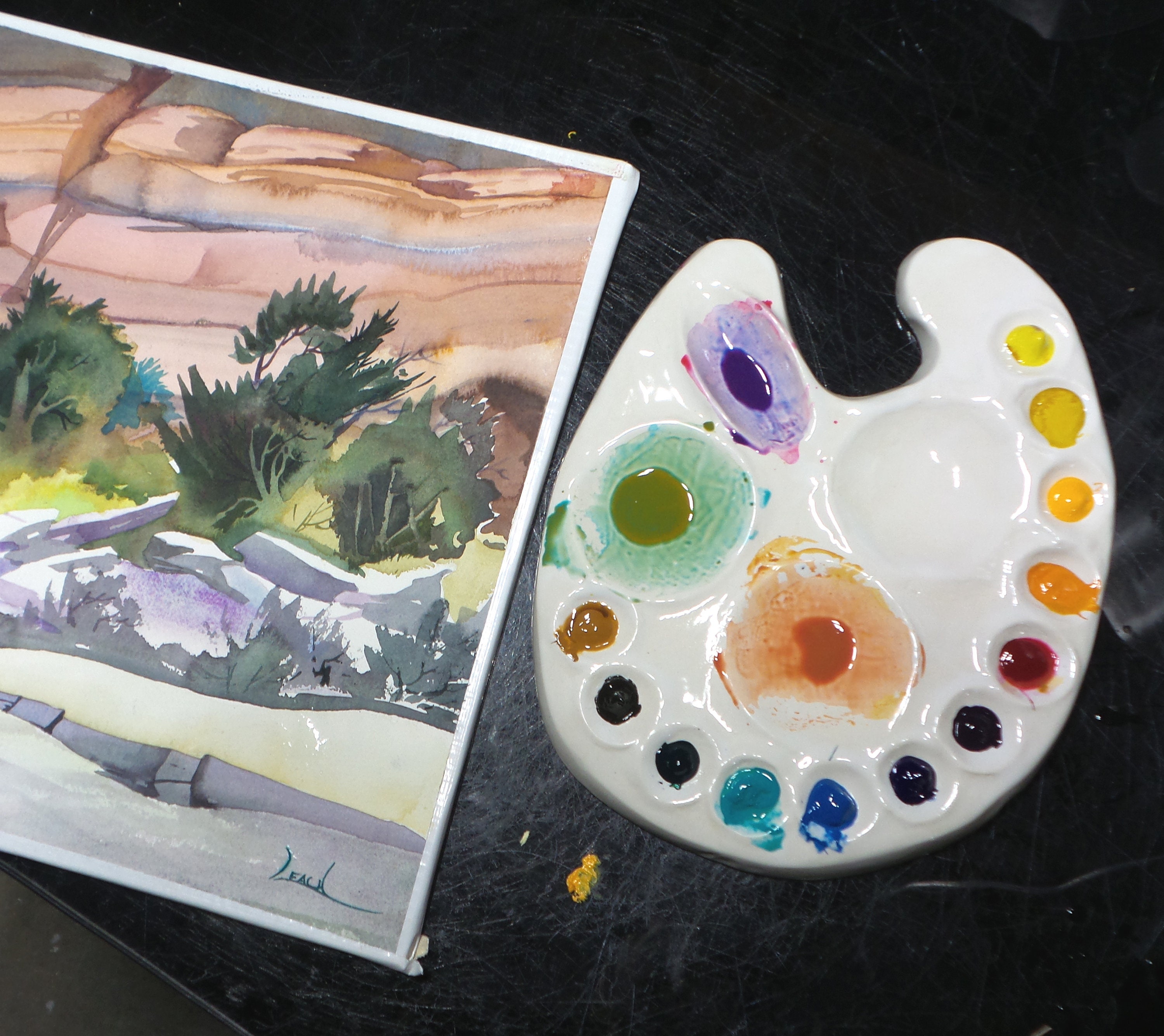 Watercolor palette ceramic gouache acrylic with 12 color Etsy