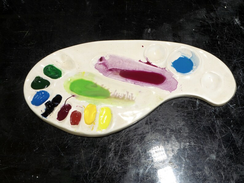 Watercolor palette ceramic gouache acrylic with 9 color | Etsy