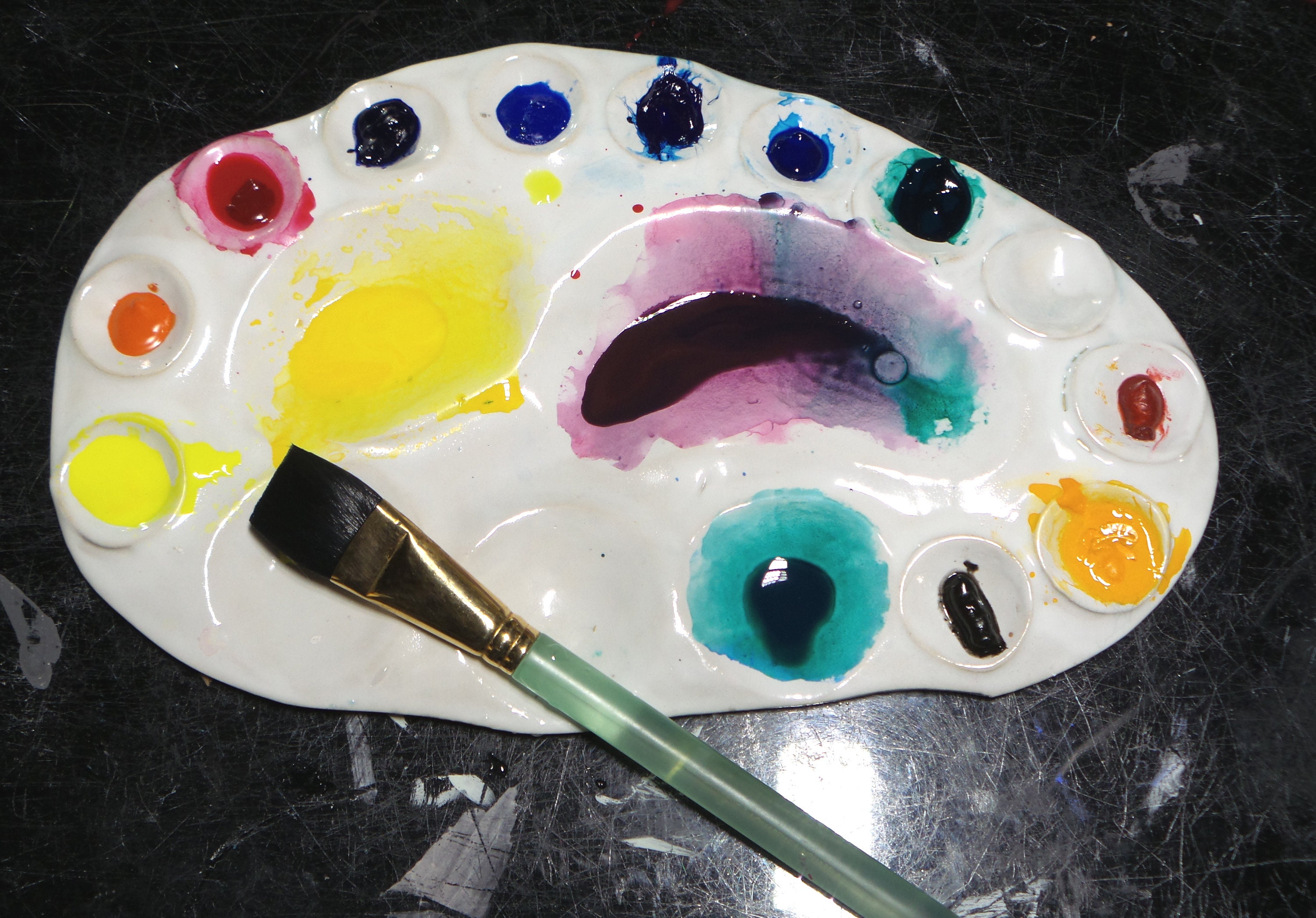 Watercolor palette ceramic gouache acrylic with 12 color Etsy