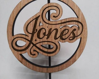 Custom wooden engraved ornaments. Personalized ornament.