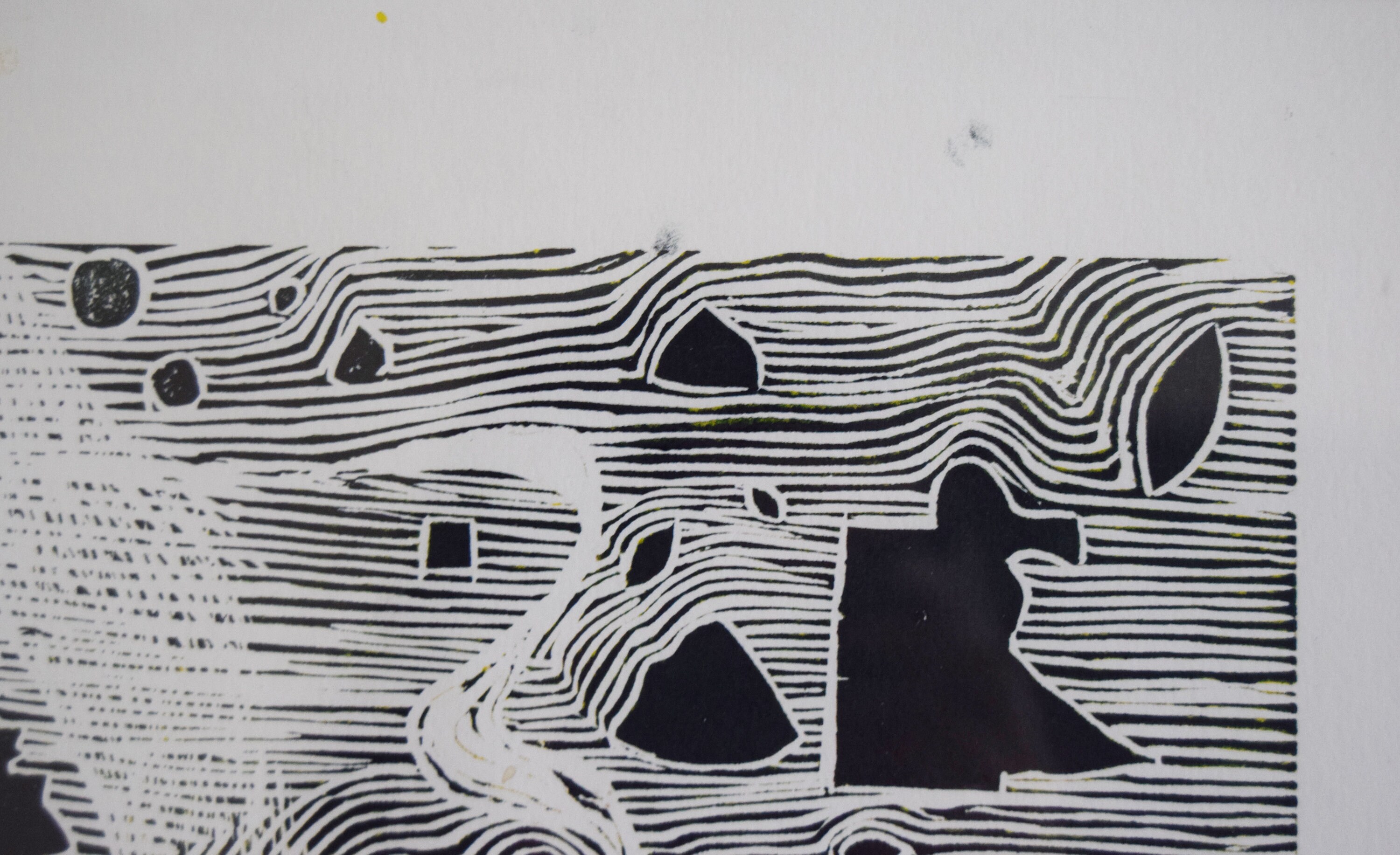 Abstract geometric linocut print block printed paper visual Etsy