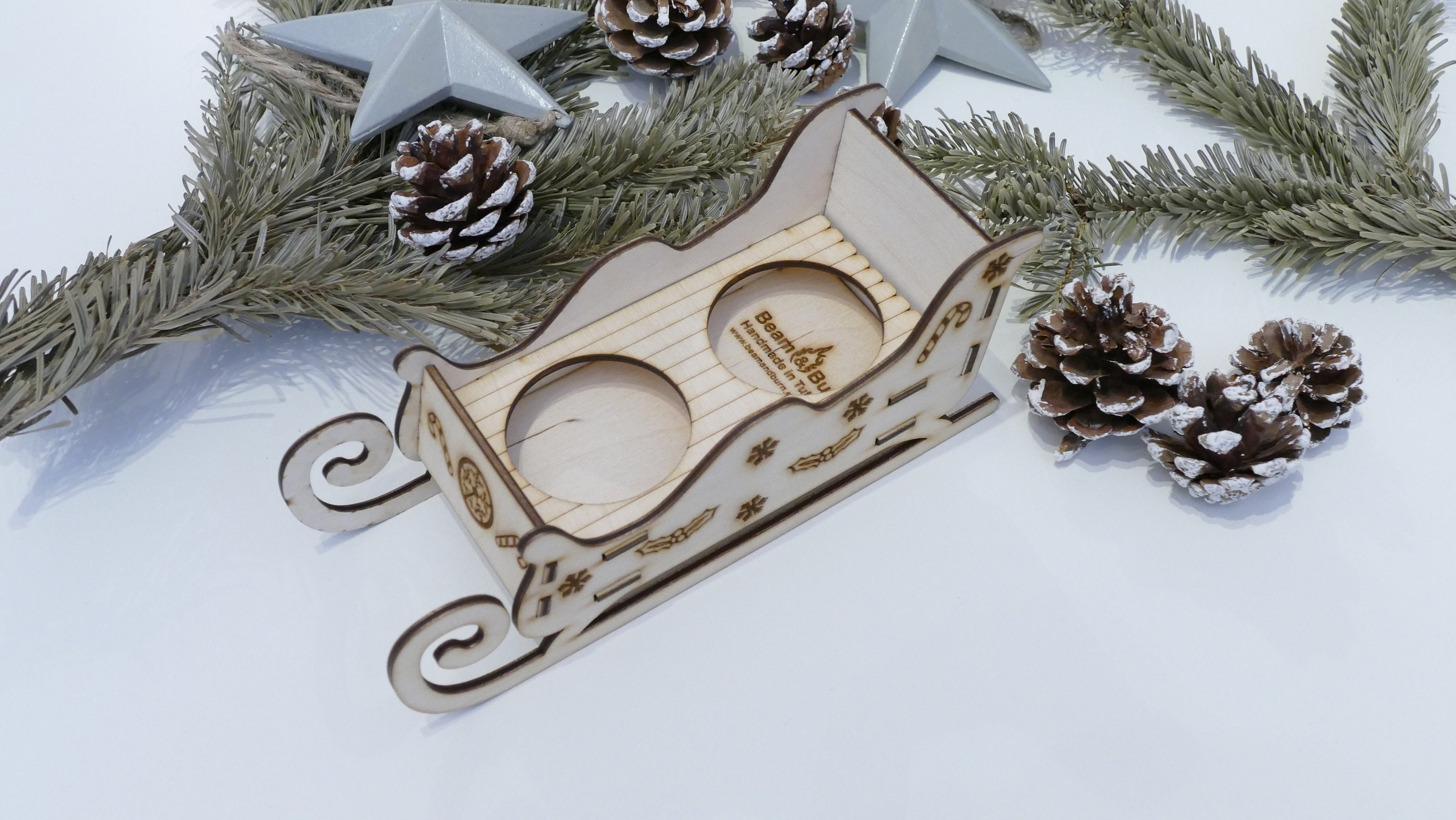 Pequeño trineo decorativo de madera 2 asientos decoraciones | Etsy