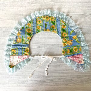 Upcycled Sunflower Collar, Patchwork Cottagecore Country Attachable Tie Front Collar, Cottagecore Gift, Sustainable Slow Fashion image 8