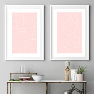 Printable Wall Art, Set of Two Printables, Pink Abstract, Instant Download