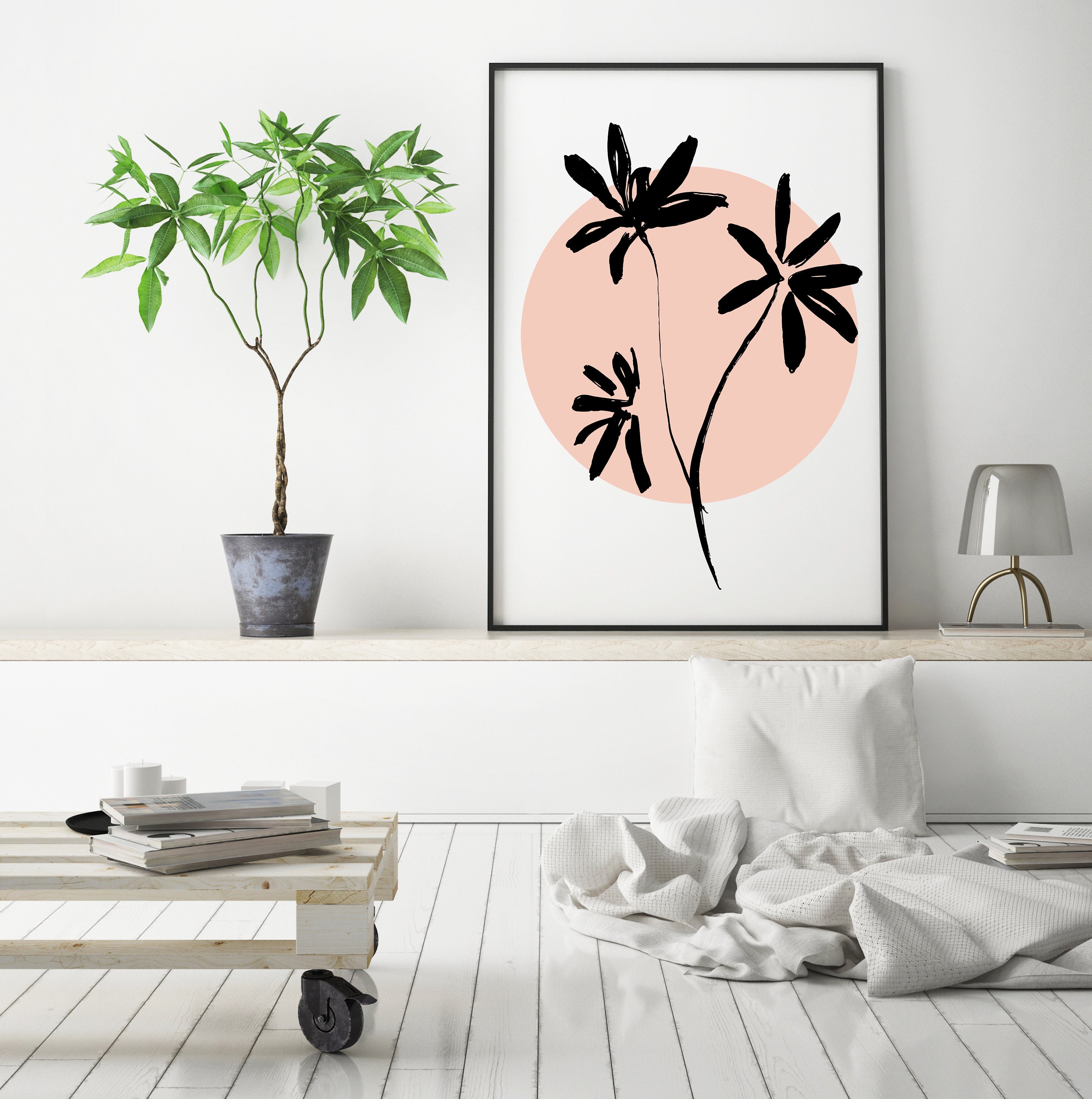 Printable Wall Art Aesthetic Room Decor Flower in Beige Etsy