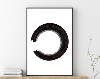 Printable Wall Art, Enso Circle, Modern Printable Geometric Art, Instant Download