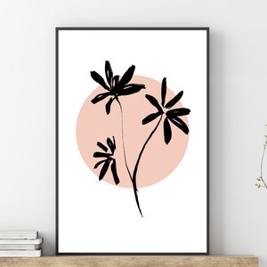 Printable Wall Art, Aesthetic Room Decor, Flower in Beige